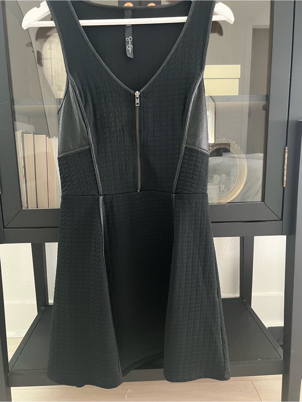 Sonia Rykiel Black Quilted Fit-and-Flare Mini Dress with Front Zip